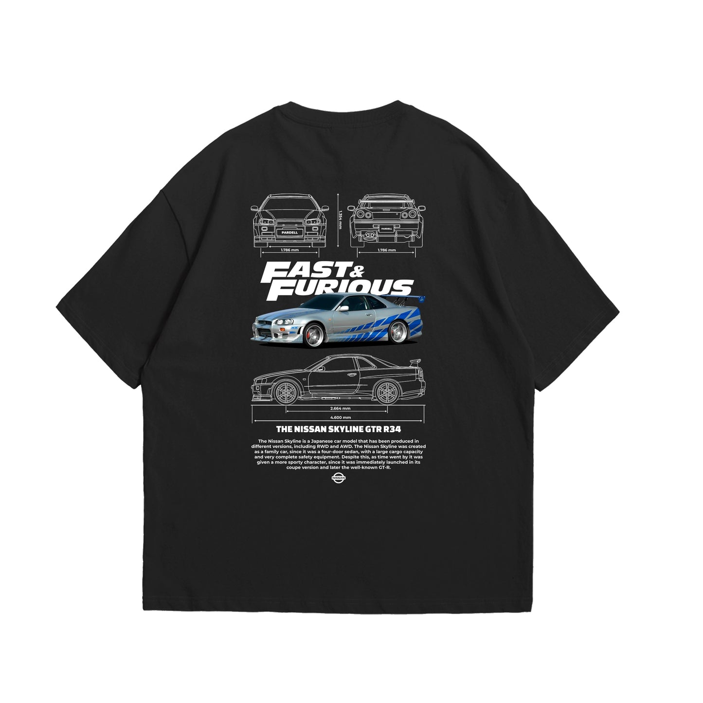 Camiseta Oversized Skyline Fast and Furious