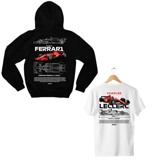 Moletom Ferrari Scuderia + Camiseta Charles Leclerc