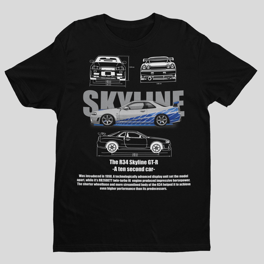 Camiseta Nissan GTR Skyline R34 do Brian